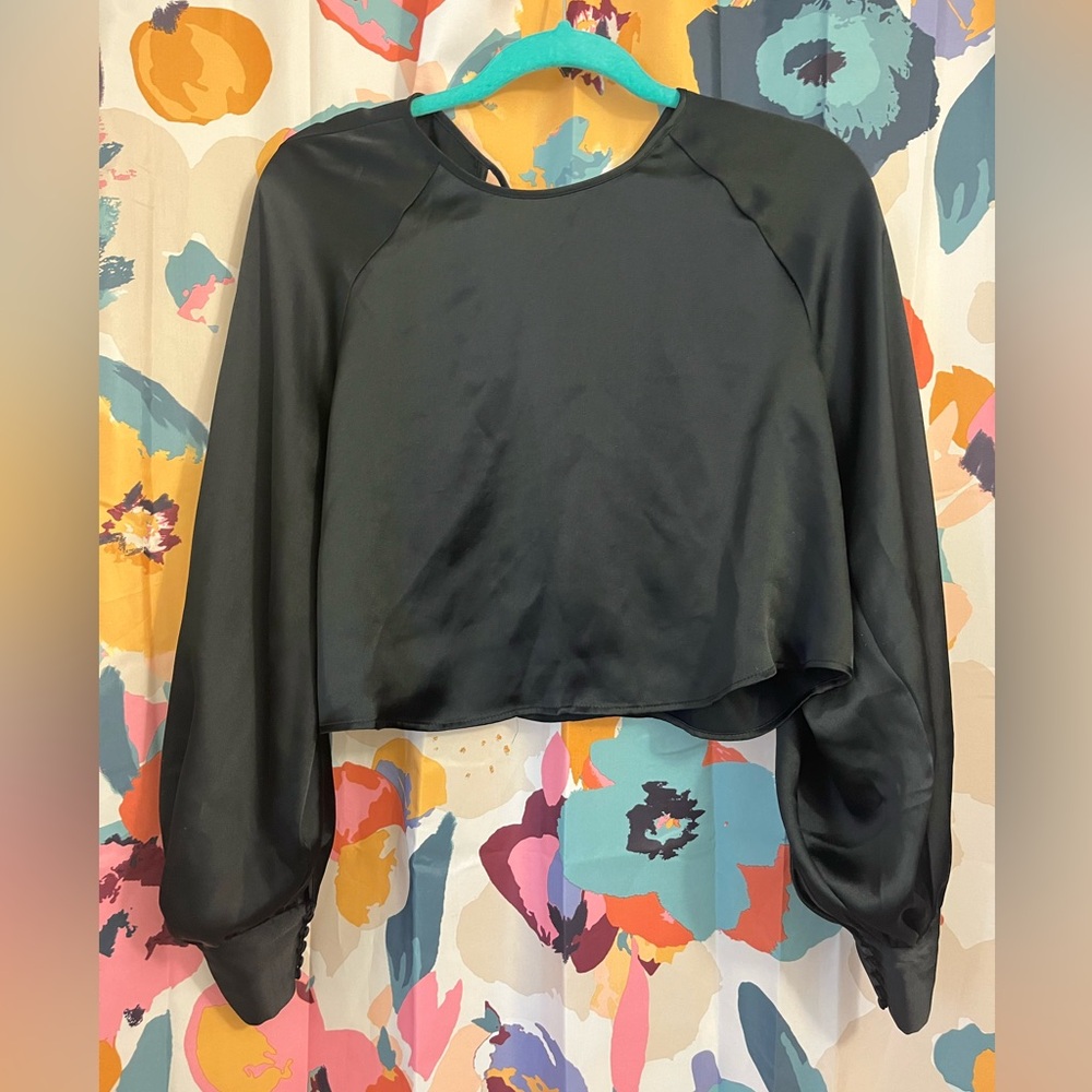 Black satin blouse